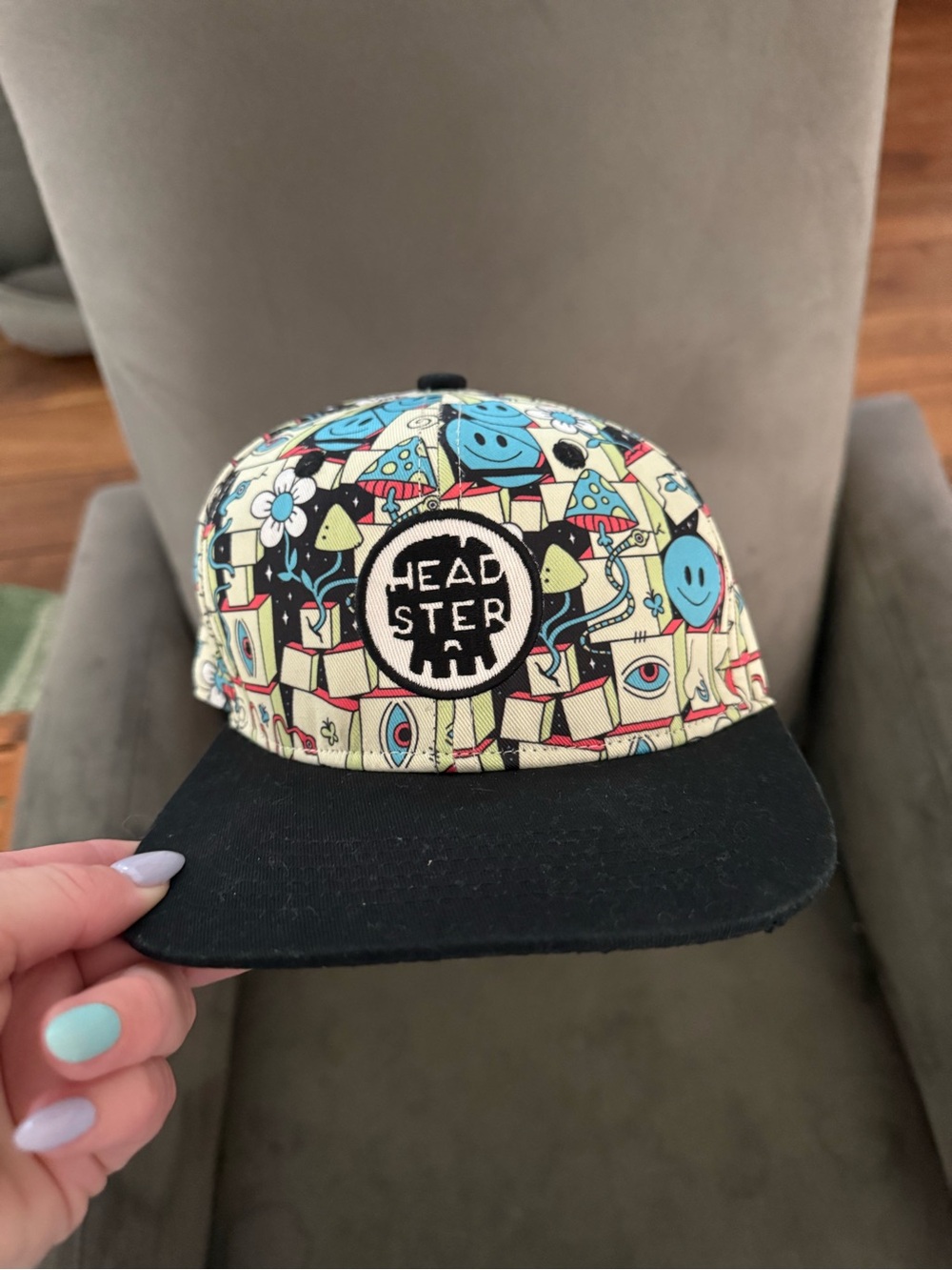 Headster Graphic Snapback Hat - Multicolor with Black Brim